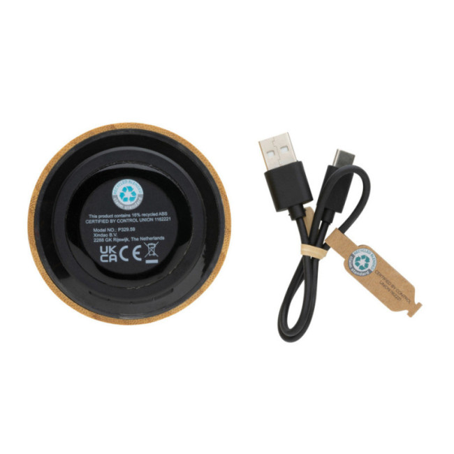 Enceinte personnalisable 3W en bambou et ABS recyclé RCS 
