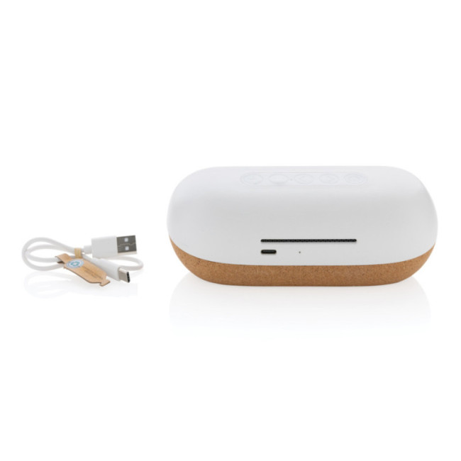 Enceinte personnalisée 10W en plastique recyclé et liège Oregon 