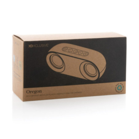 Enceinte personnalisée 10W en plastique recyclé et liège Oregon 