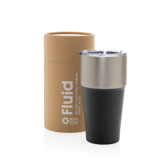 Mug isotherme publicitaire en acier recyclé RCS Fluid 500ml 
