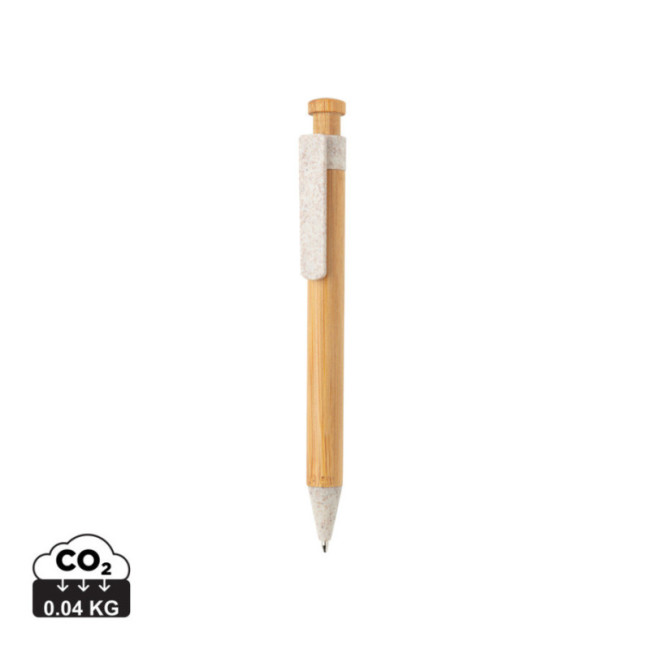 Stylo personnalisé en bambou avec clip en fibre de paille 