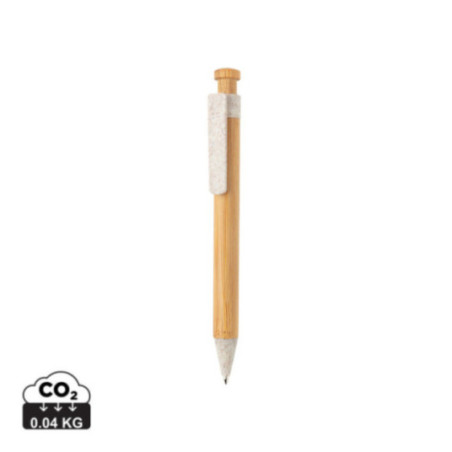 Stylo personnalisé en bambou avec clip en fibre de paille 