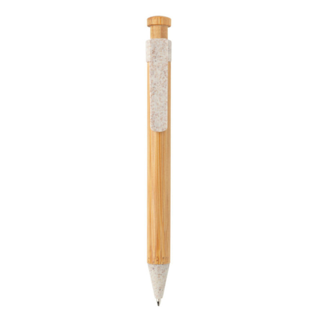 Stylo personnalisé en bambou avec clip en fibre de paille 