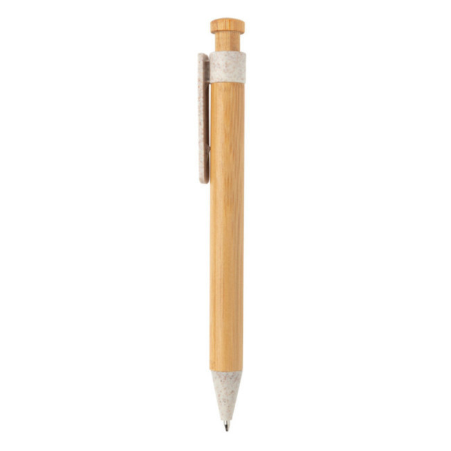 Stylo personnalisé en bambou avec clip en fibre de paille 