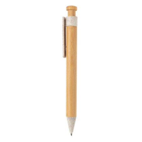 Stylo personnalisé en bambou avec clip en fibre de paille 