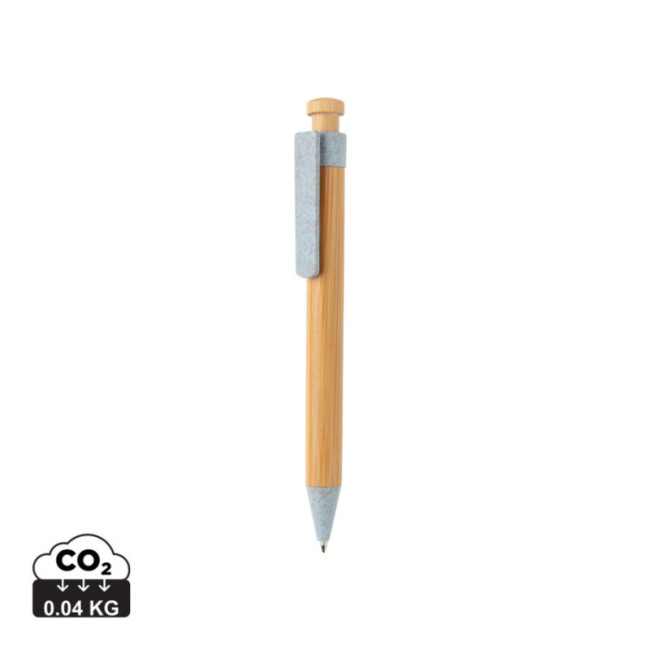 Stylo personnalisé en bambou avec clip en fibre de paille 