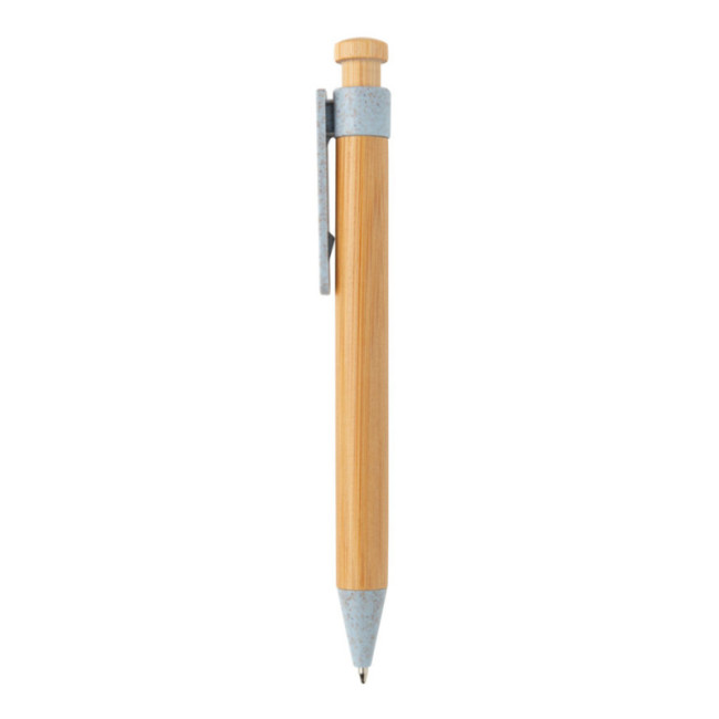 Stylo personnalisé en bambou avec clip en fibre de paille 