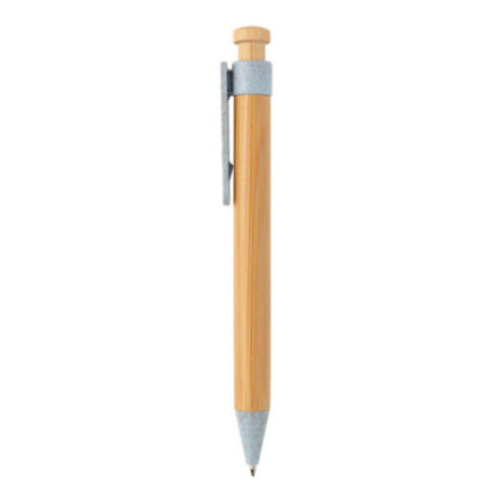 Stylo personnalisé en bambou avec clip en fibre de paille 