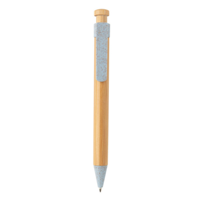 Stylo personnalisé en bambou avec clip en fibre de paille 