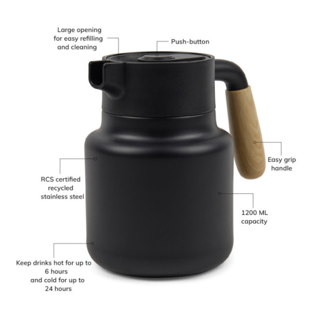 Pichet personnalisé en inox recyclé VINGA Arbe 1,2L 