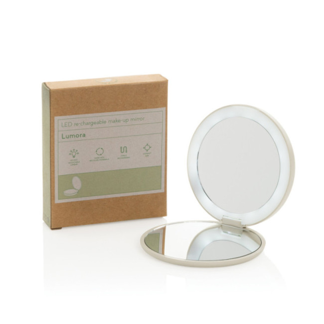 Miroir de poche à LED en plastique recyclé Lumora 