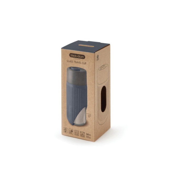 Mug de voyage personnalisé en verre Black+Blum 340 ml 