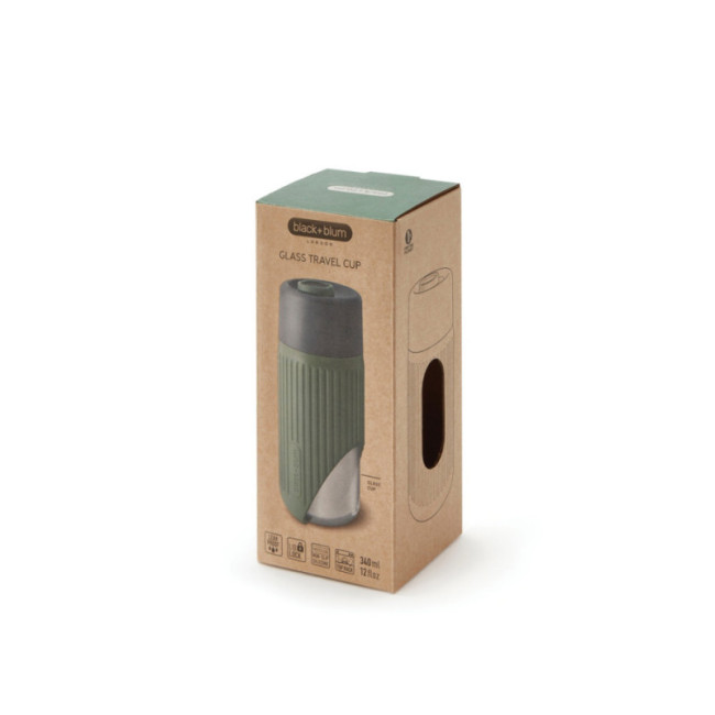 Mug de voyage personnalisé en verre Black+Blum 340 ml 