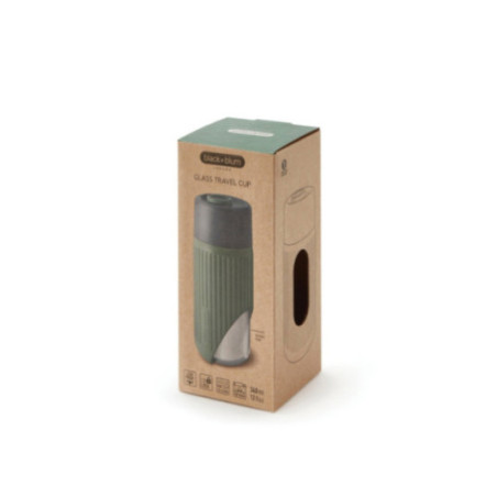Mug de voyage personnalisé en verre Black+Blum 340 ml 