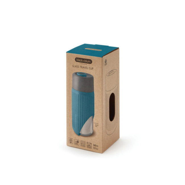 Mug de voyage personnalisé en verre Black+Blum 340 ml 
