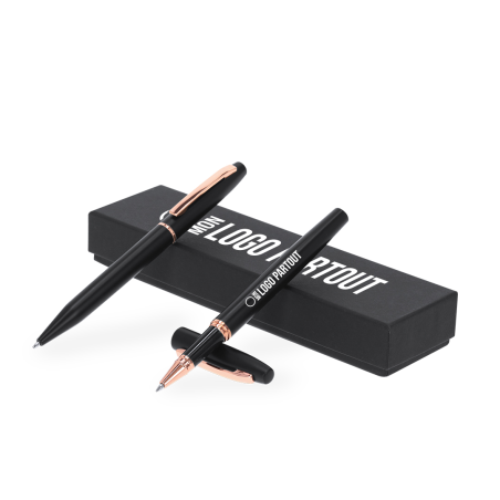 Coffret stylo et roller en aluminium recyclé Mobex 