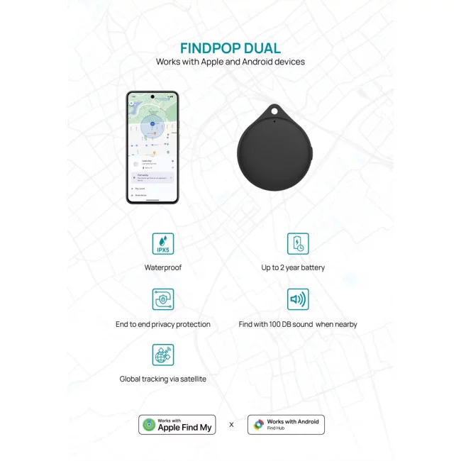 Géolocaliseur en plastique recyclé Findpop Dual 