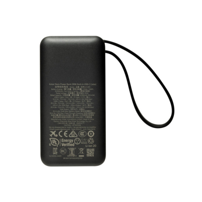 Powerbank avec câble USB-C intégré Anker Nano 