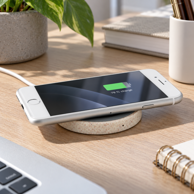 Chargeur sans fil en paille de blé et ABS Plato+ 
