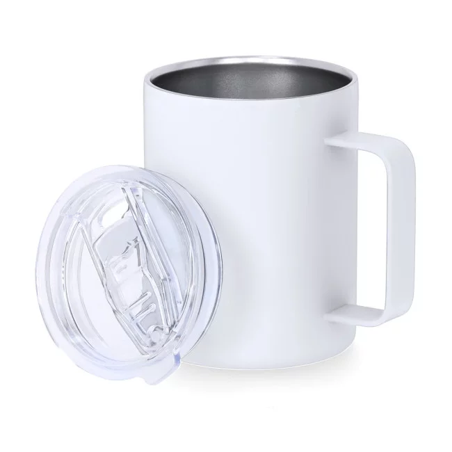 Mug publicitaire isotherme caoutchouc Adelax 400 ml 