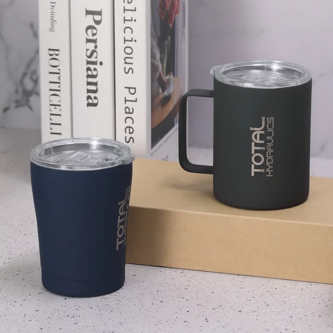 Mug publicitaire isotherme caoutchouc Adelax 400 ml 