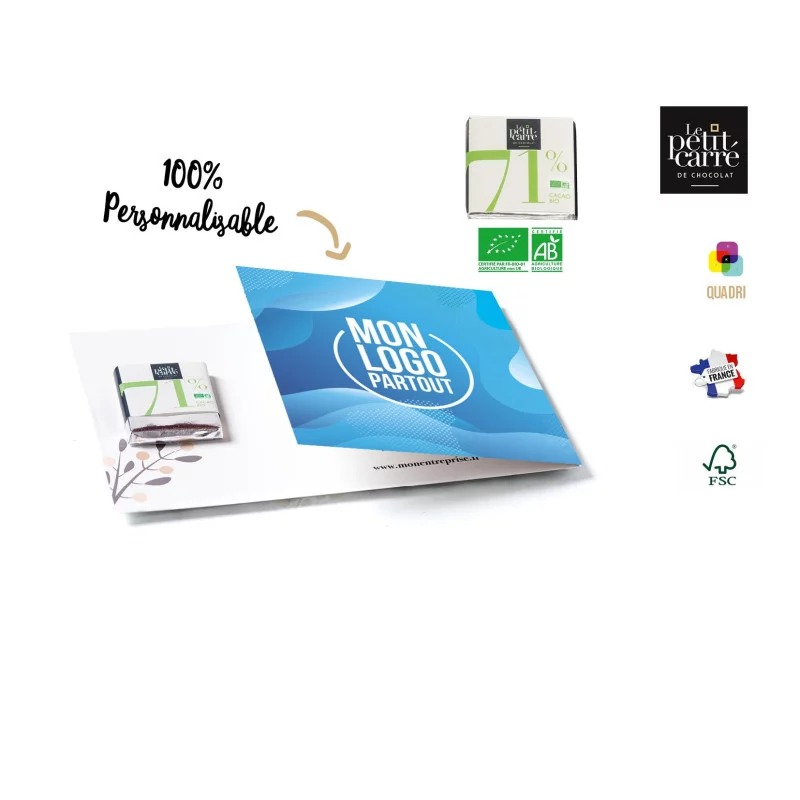 Le petit carré de chocolat - Carte avec carré 4g - perso