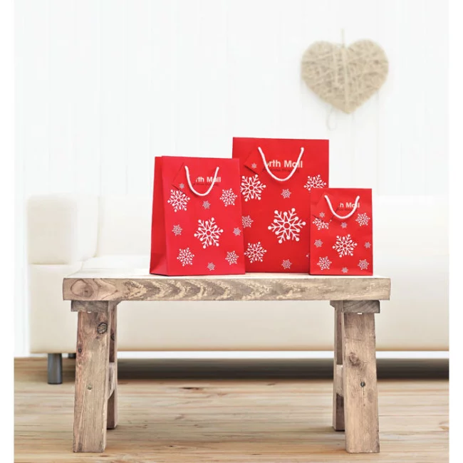Sac cadeau flocons de neige personnalisable (Petit)