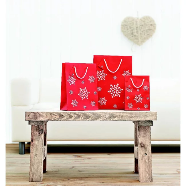 Sac cadeau flocons de neige personnalisable (Petit)