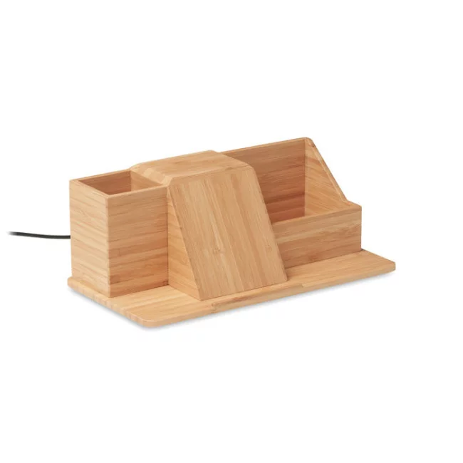 Organisateur de bureau en bambou avec induction Groovy