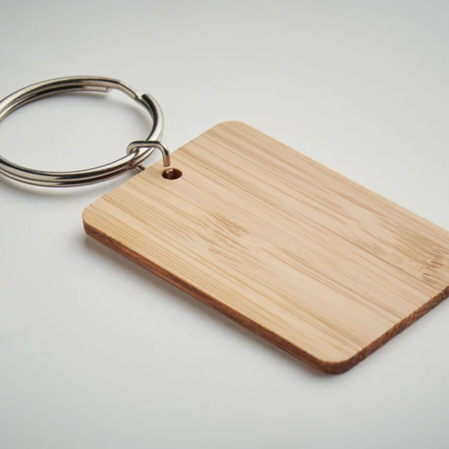 Porte-clés rectangulaire en bambou Angleboo