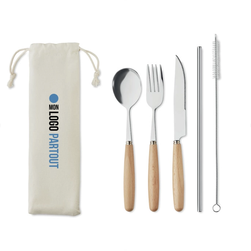 Set couverts inox et bois...