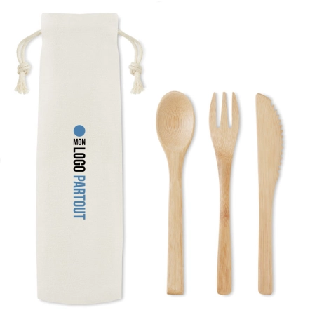 Couverts en bambou publicitaires 