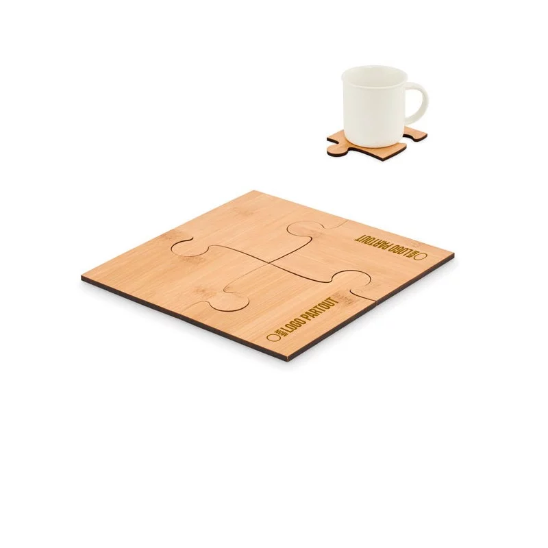 Set de 4 sous-verres publicitaire en bambou Lepy 