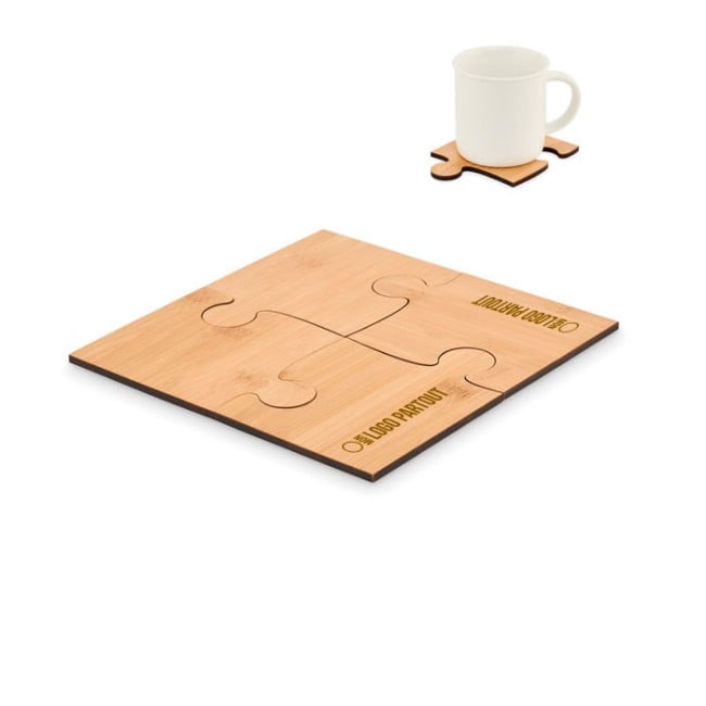 Set de 4 sous-verres publicitaire en bambou Lepy 