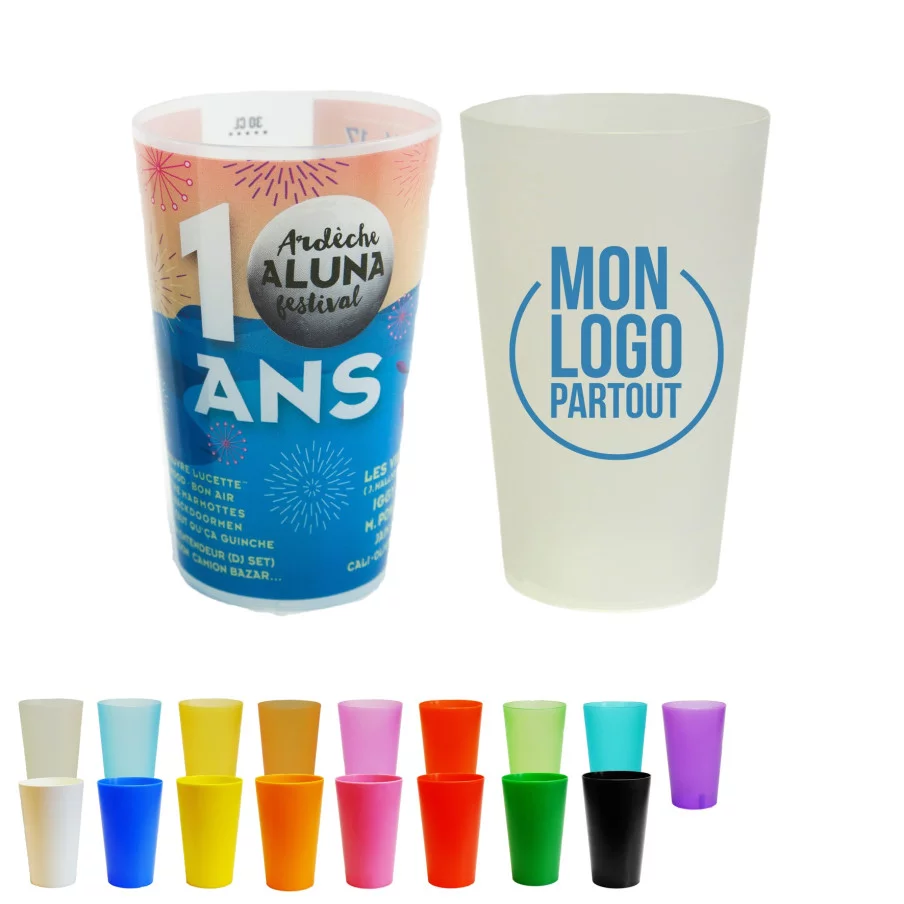 Gobelet publicitaire réutilisable Cup 30 cl - couv