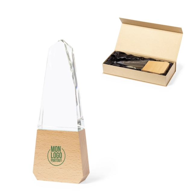Trophée bois et verre personnalisable Bersix 