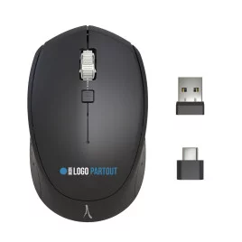 Souris éco sans fil personnalisé double dongle (USB-A + USB-C) Akashi ® Chuzumo - couv