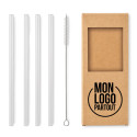 Set de 4 pailles réutilisables en verre Glaw 