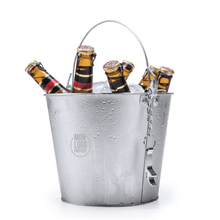 Seau a glaçons en acier avec decapsuleur 
