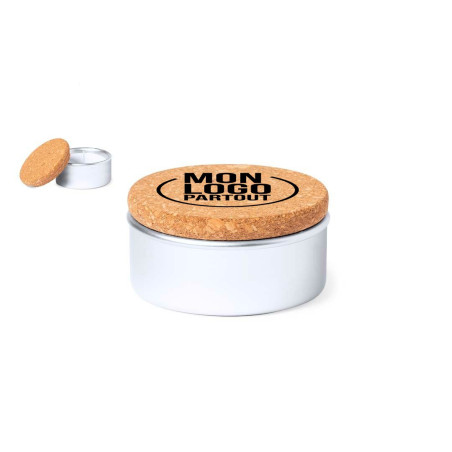 Bougie publicitaire avec couvercle en liège Suyen 