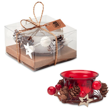 Bougeoir en verre décoré Bougie 