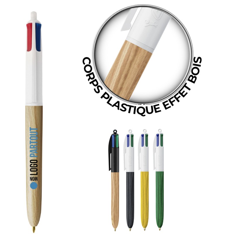 Stylo BIC ® 4 Couleurs Wood Style - COUV