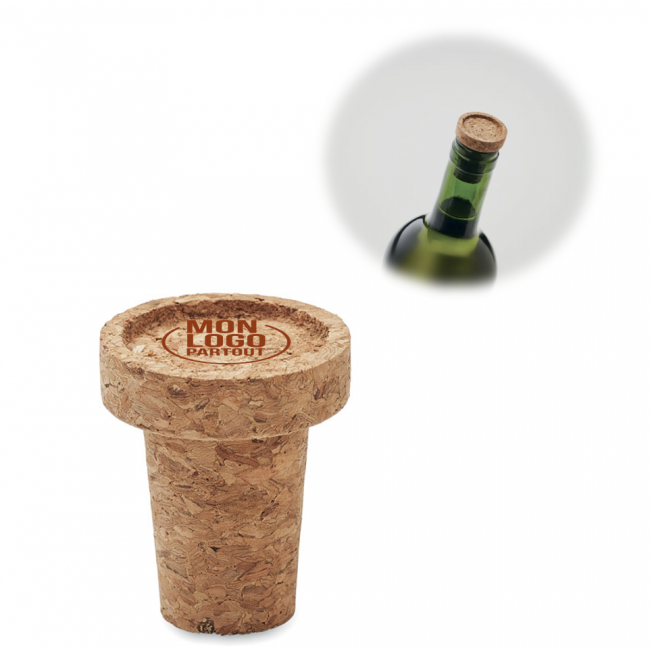 Bouchon de vin et champagne en liège et bois personnalisé