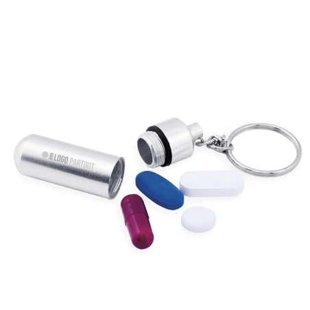 Pilulier porte-clés en métal alumpil 