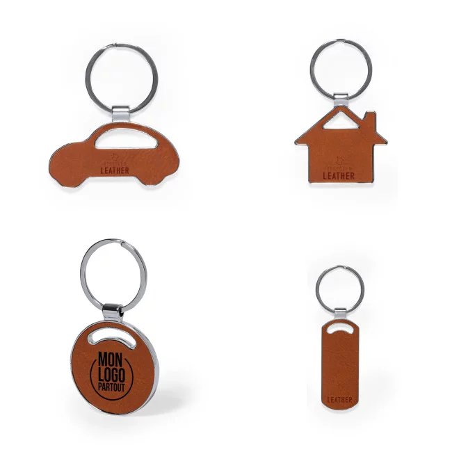Porte-clés publicitaire en cuir recyclé Fostel 