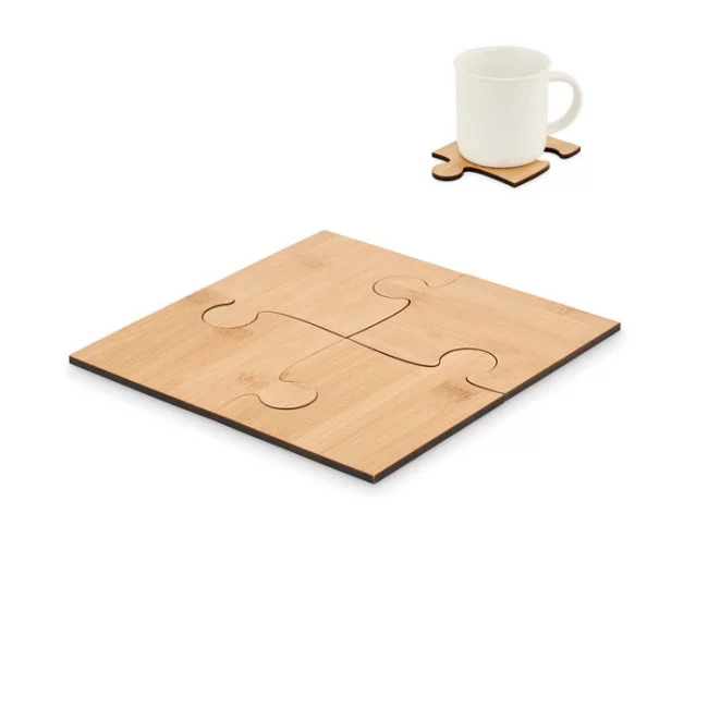 Set de 4 sous-verres publicitaire en bambou Lepy 