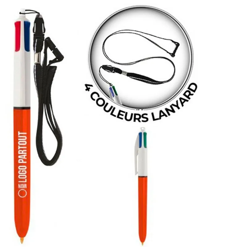 Stylo BIC ® 4 Couleurs Edition Fine Lanyard 