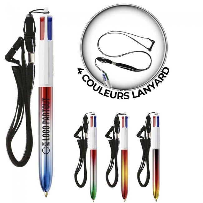 Stylo BIC ® 4 Couleurs Flags Lanyard 
