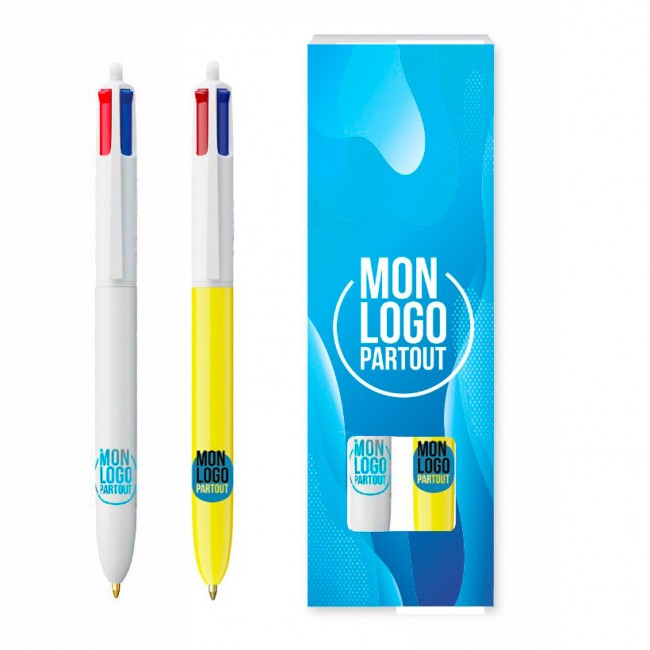 Boîte personnalisable avec deux stylos Bic ® 4 couleurs 