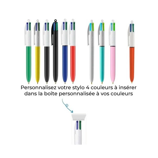 Boîte personnalisable avec trois stylos Bic ® 4 couleurs 